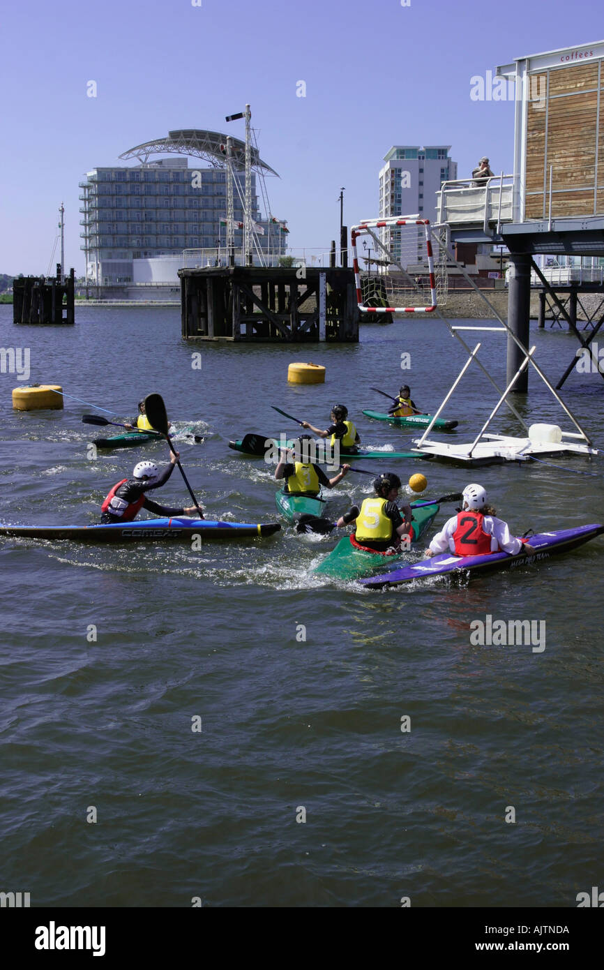 South Wales Cardiff Bay Summer in the City event Canoe Polo at the