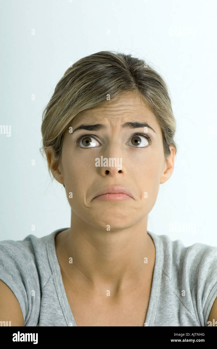 Woman making sad face, portrait Stock Photo