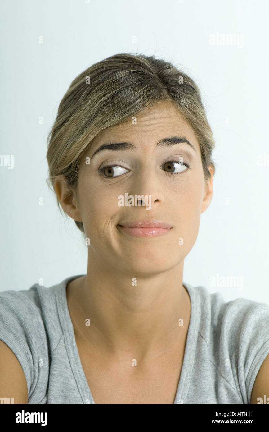 Woman making face, portrait Stock Photo