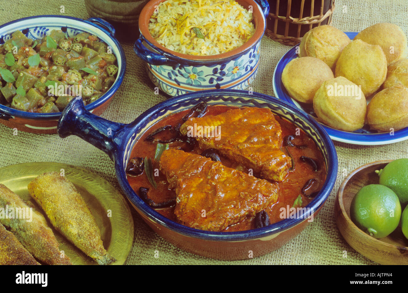 India Food Fish Curry and rice Ambot Tik curry Goa Stock Photo
