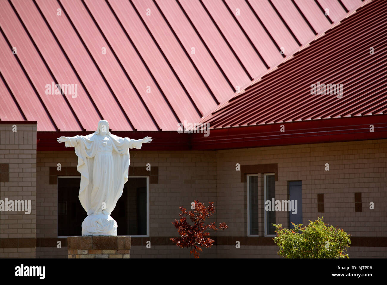 Church statue of Jesus Christ at Gravelbourg in scenic Saskatchewan