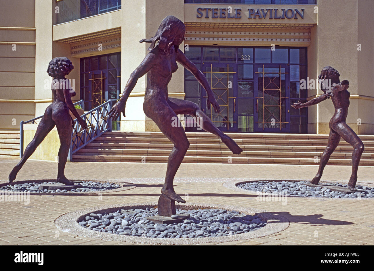 Dance, bronze sculptures by John Waddell at Herberger Theater, Downtown Phoenix, Arizona, USA Stock Photo
