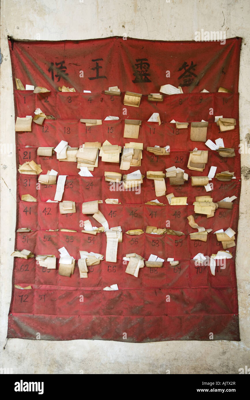 Fortune slips in Chinese temple Stock Photo Alamy