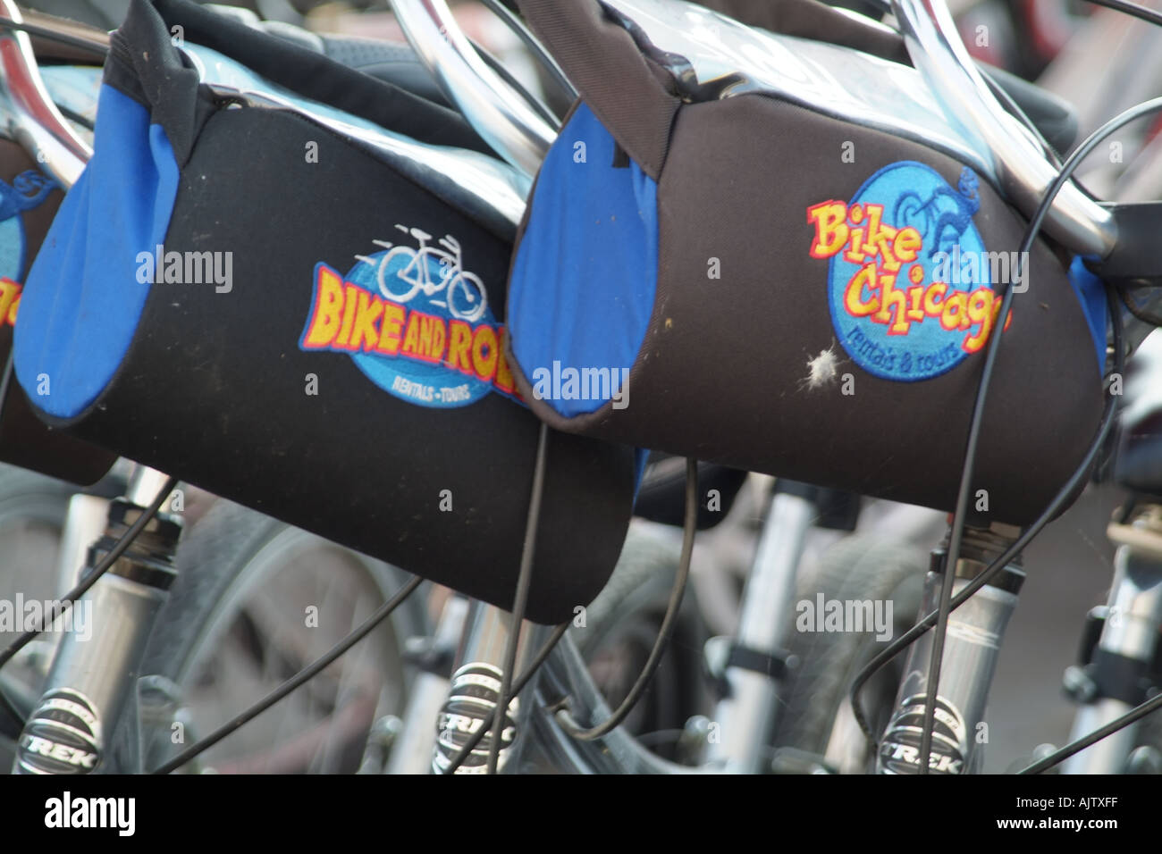cycle hire rent business at Navy Pier Chicago Illinois USA Stock Photo