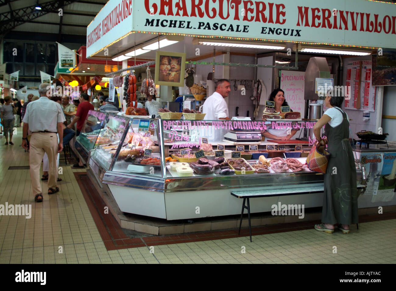 Narbonne southern France Europe marketplace butchers charcuterie Stock Photo