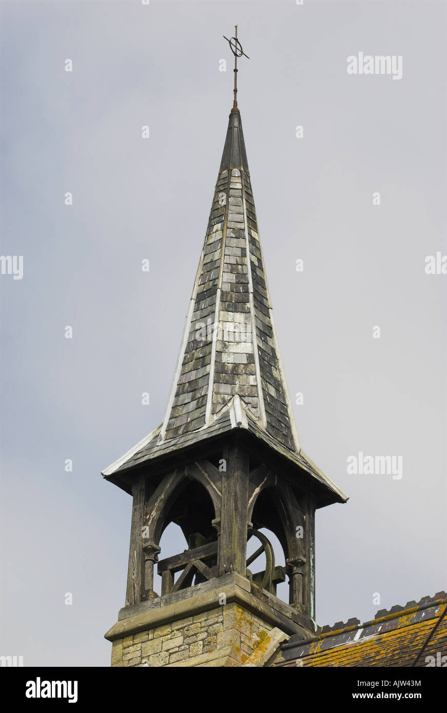 The bell tower of St Mildred's church, Whippingham near East Cowes, Isle of Wight. Stock Photo