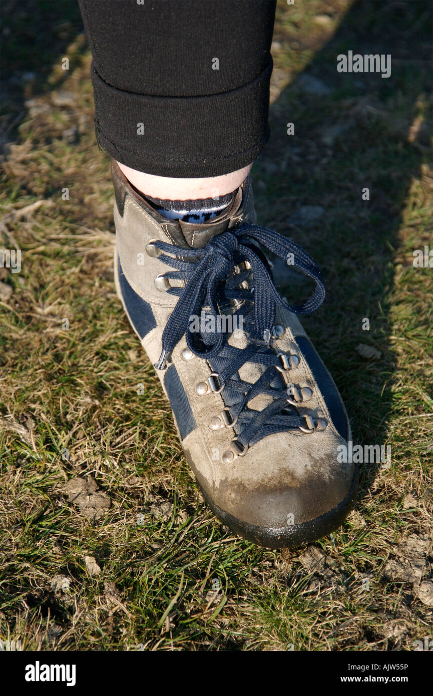 A Hillwalkers Boot in the Lake District National Park Stock Photo