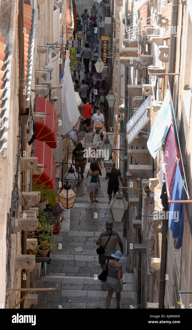 Top view narrow street Dubrovnik Dalmatia Croatia Stock Photo