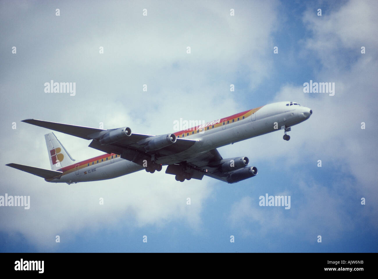 Douglas DC-8 Airliner Heathrow London Great Britain. Stock Photo