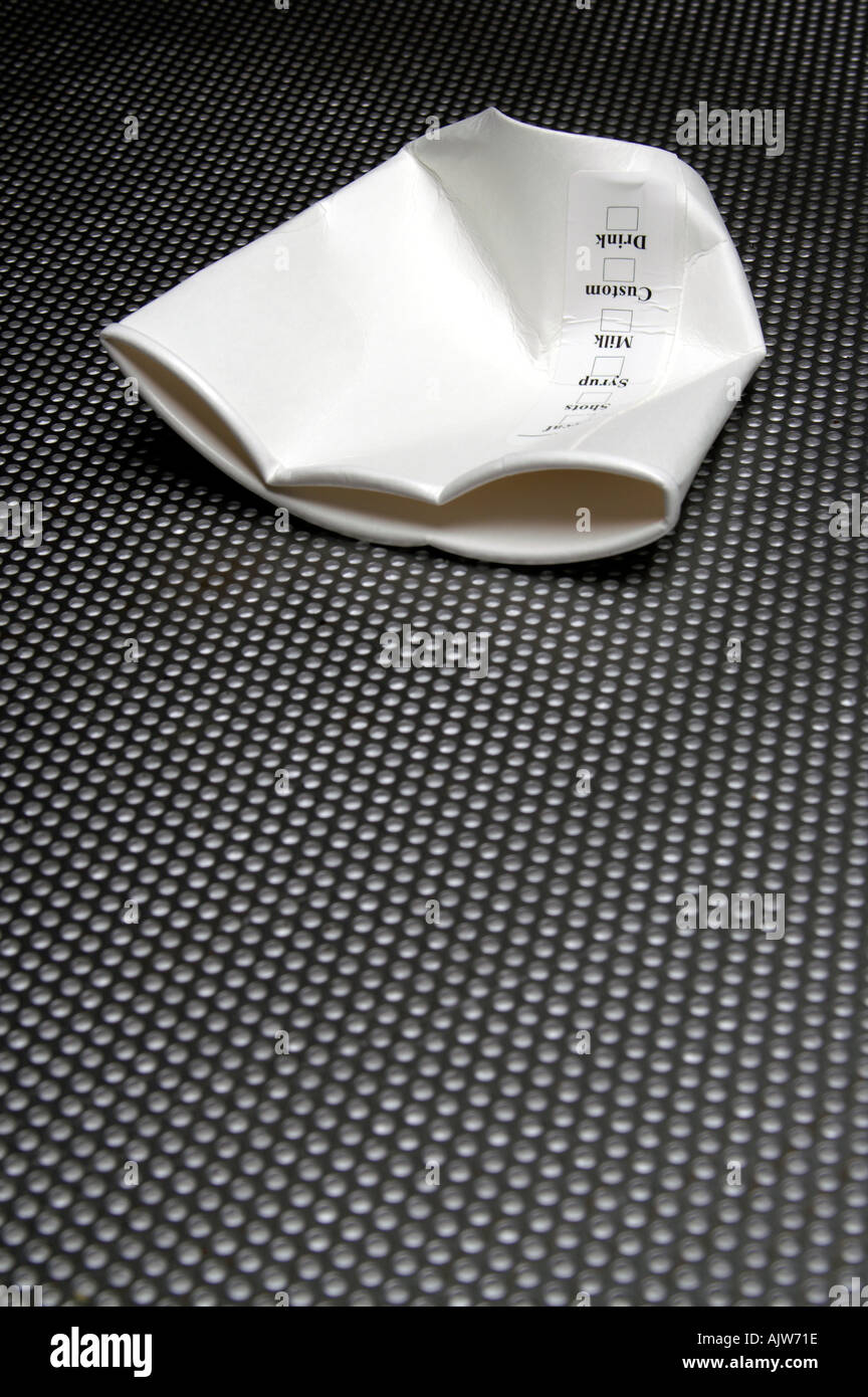 crushed white paper cup Stock Photo - Alamy