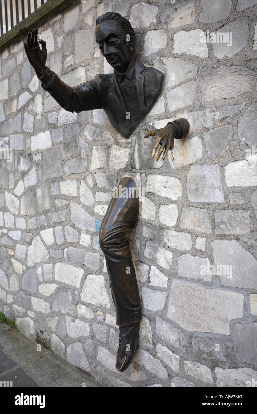 Monument to writer Marcel Ayme Montmartre Paris France Stock Photo