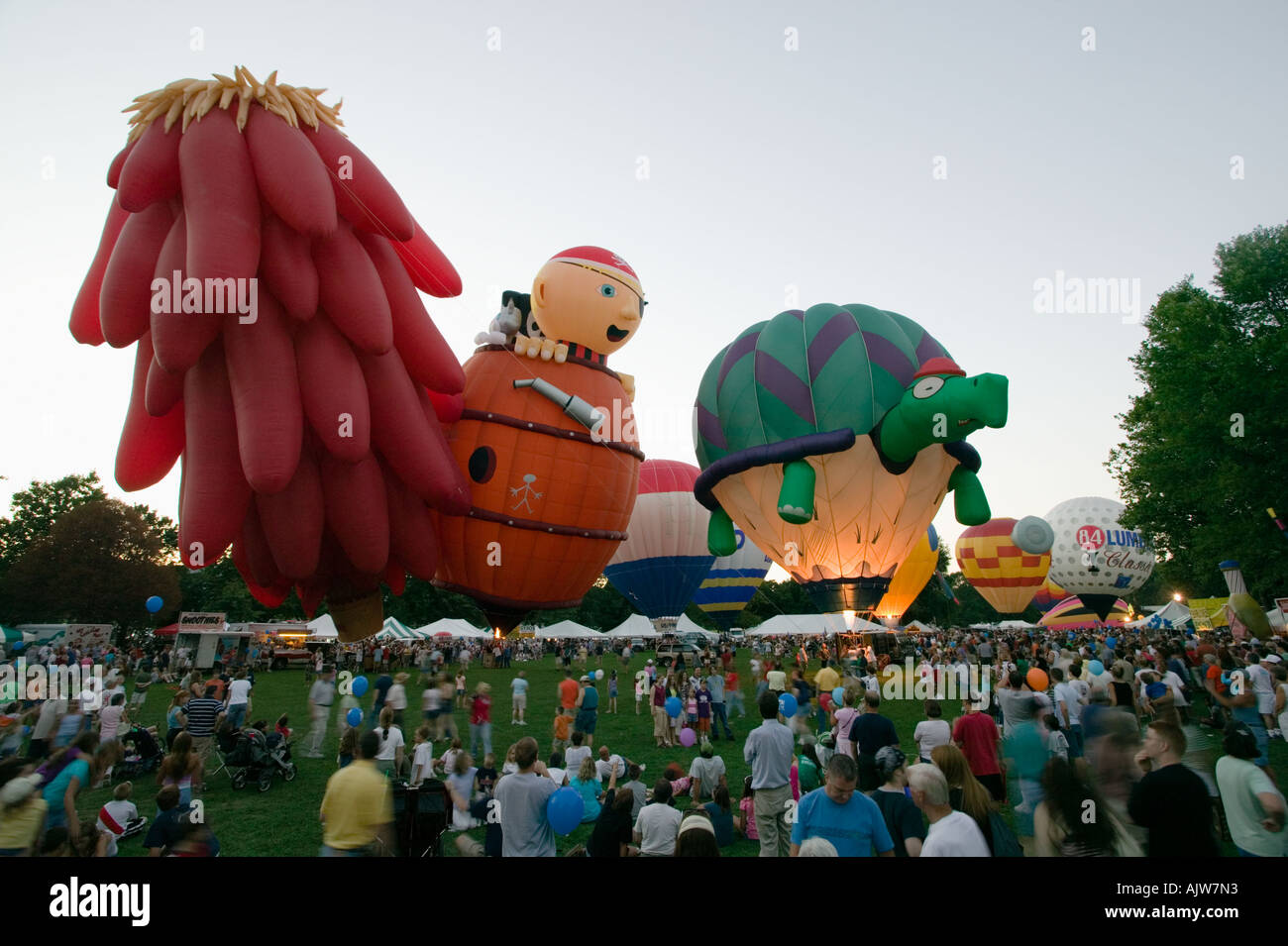 Blowing up the balloons Spiedie Festival Binghamton New York Stock