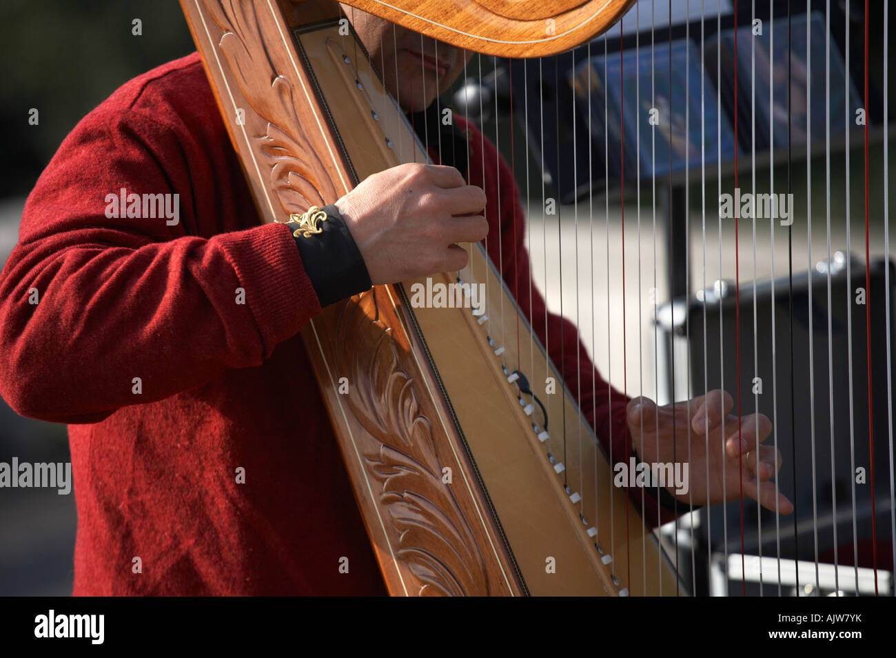 Harp player at Montmartre Paris France Stock Photo Alamy