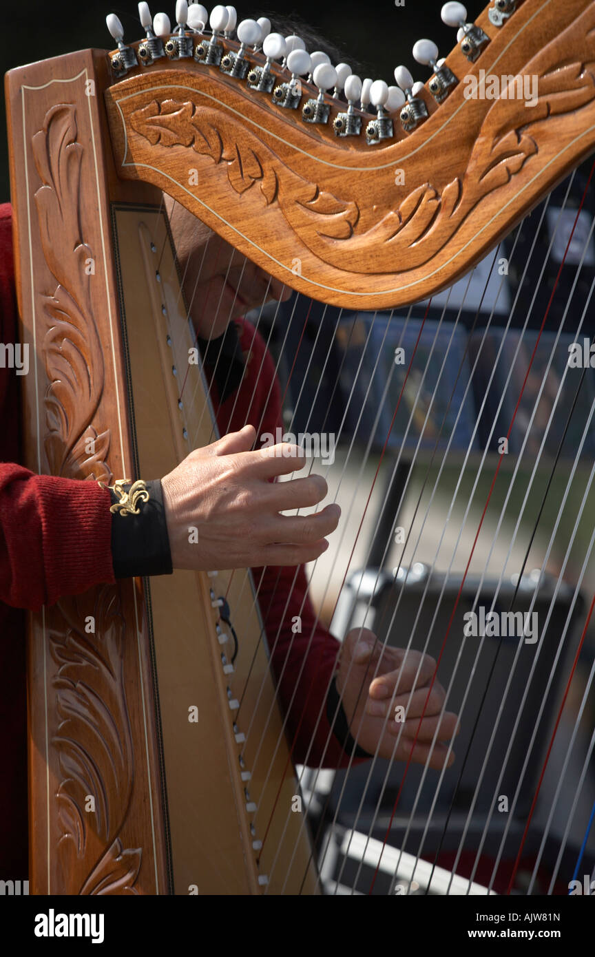 Harp player at Montmartre Paris France Stock Photo Alamy