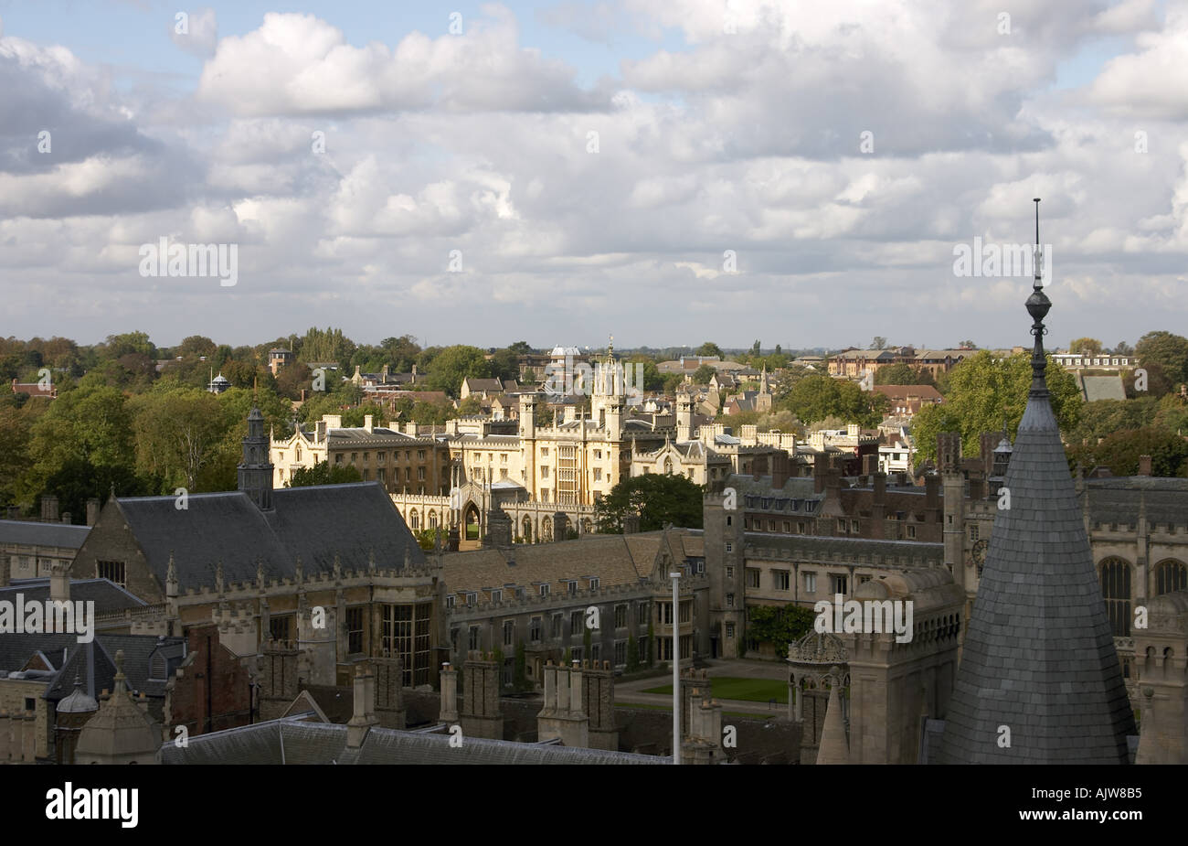View across rooftops to St John s College Cambridge England 2004 Stock Photo