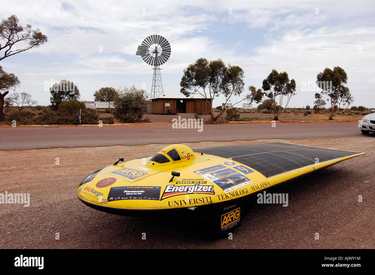 A solar racing car. This vehicle uses photovoltaik technology to
