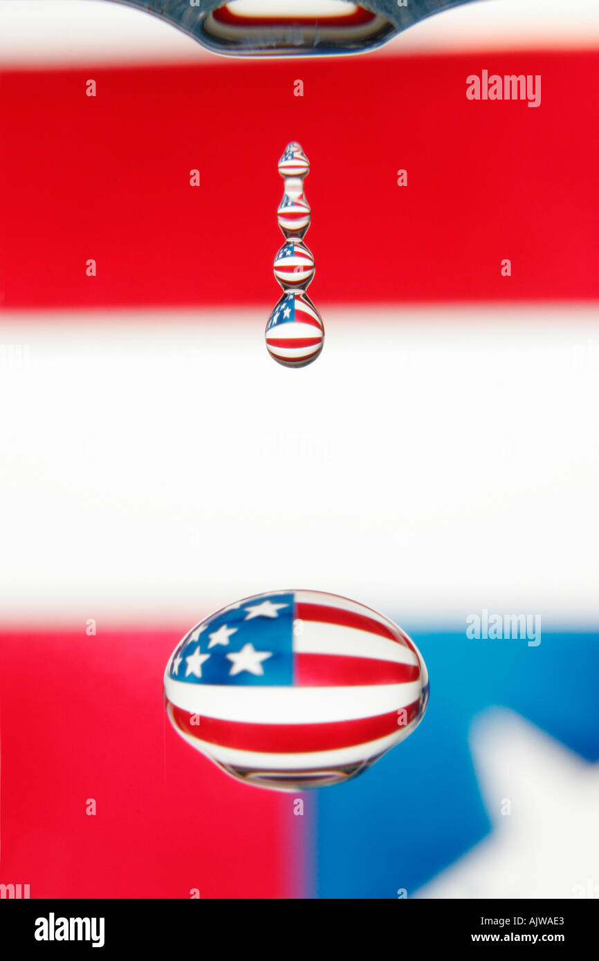 water in colours of the us flag dropping off falling Stock Photo Alamy