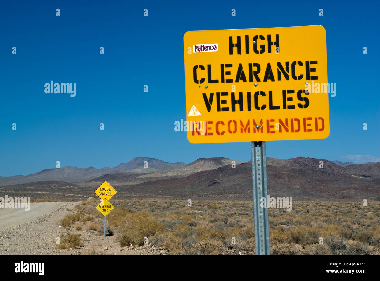 Signs at Saline Valley Road near Death Valley California USA Stock Photo