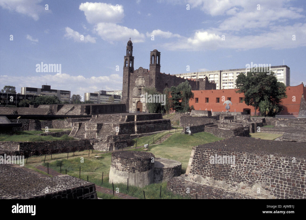 Plaza de Las Tres Culturas or Plaza of the Three Cultures and Tlatelolco  archaeological site, Mexico City Stock Photo - Alamy