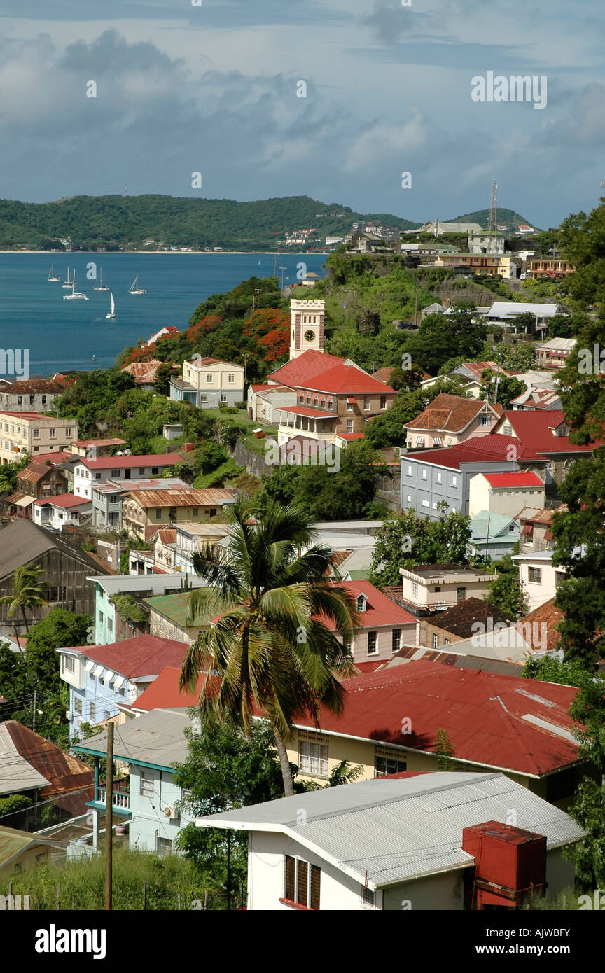 St George's grenada caribbean island skyline overview scenic landscape Stock Photo