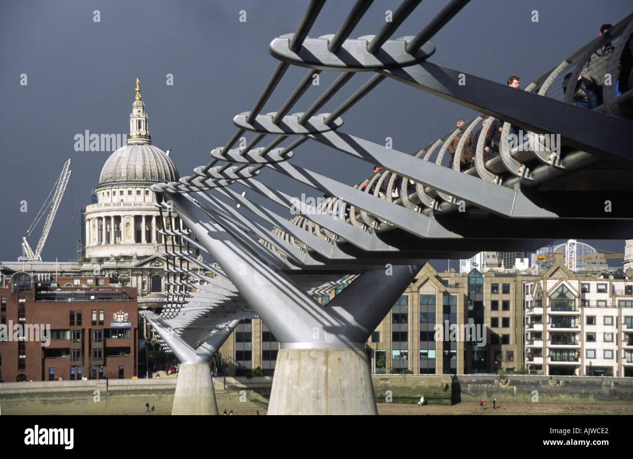 Millenium Bridge by Norman Foster over the Thames London England Stock Photo