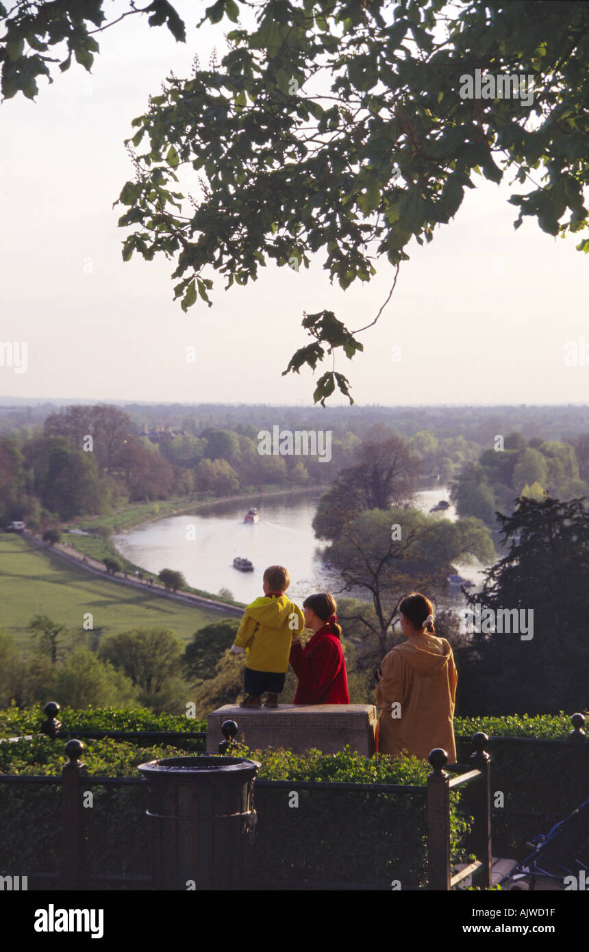 View of River Thames from Richmond Hill with people London England  Stock Photo