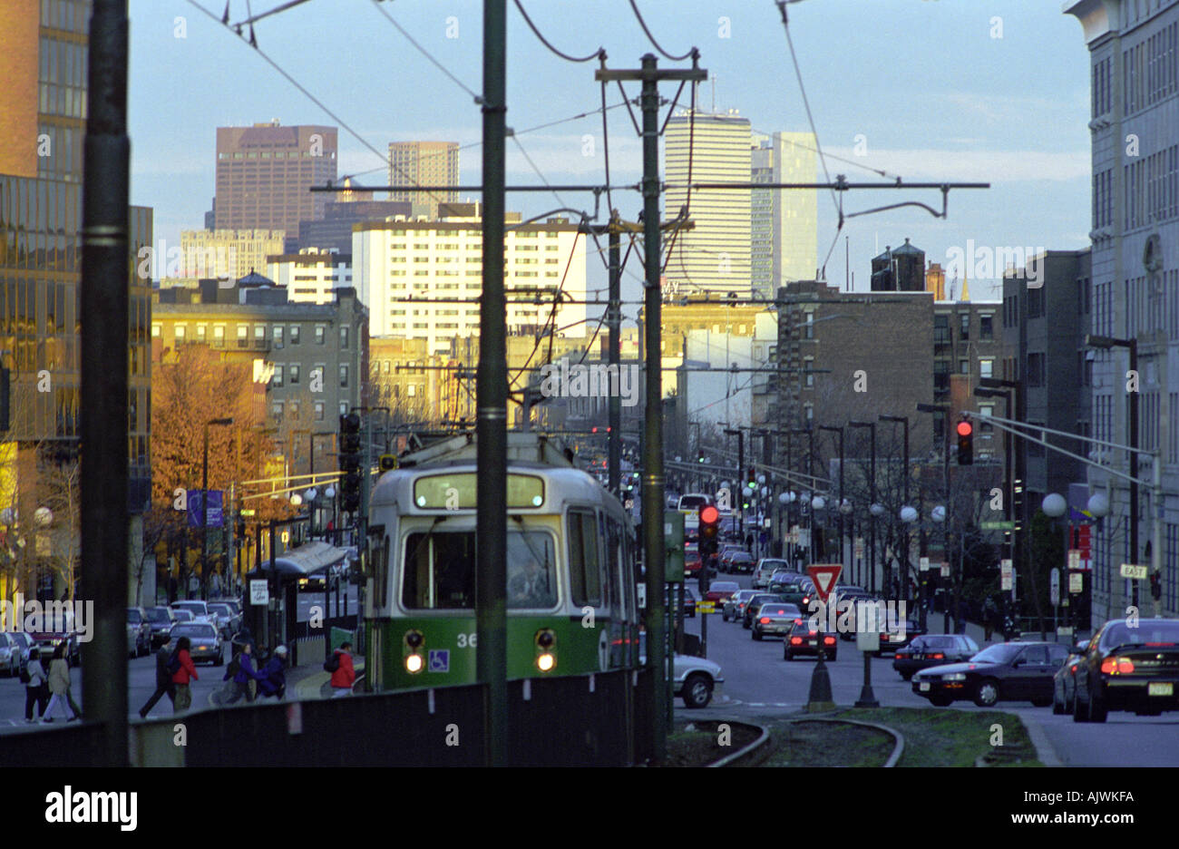 A view of Huntington Avenue in Boston from Mission Hill Stock Photo