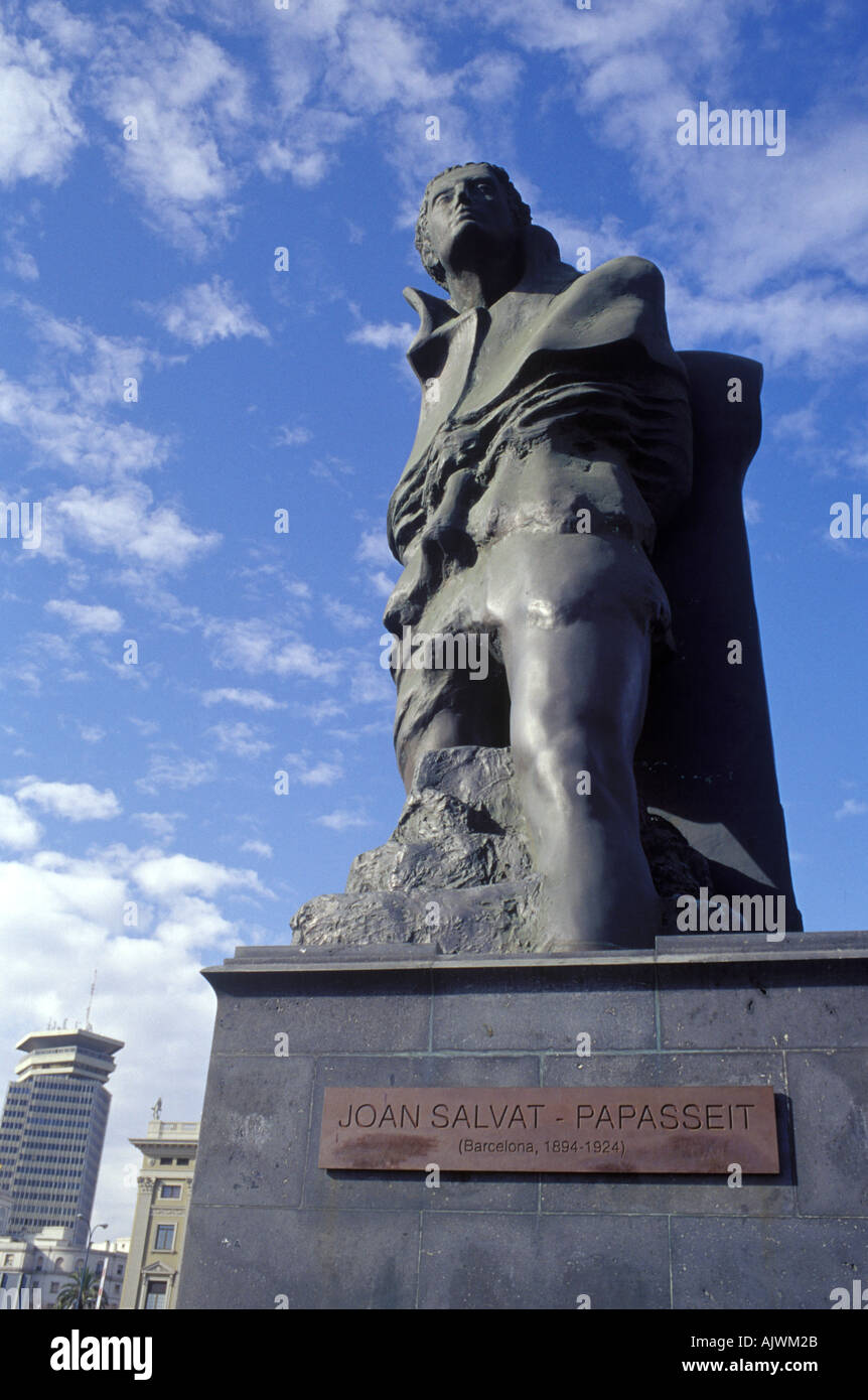 Joan Salbat Papasseit statue by sculptor Robert Krier in Barcelona Stock Photo