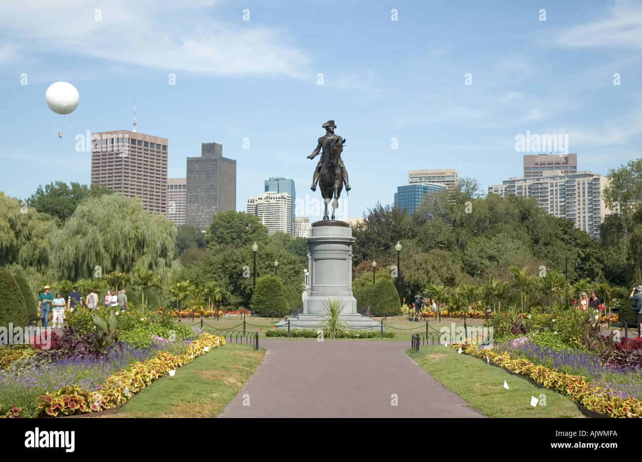 The George Washington statue in the Public Garden in Boston Massachusetts Stock Photo