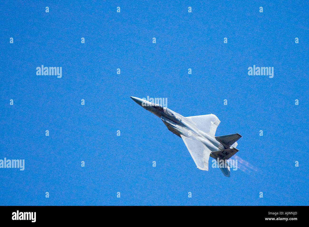 Super Hornet F18 F 18 F-18 aircraft flies in blue sky at the Royal International Air Show in Fairford Gloucestershire in July Stock Photo