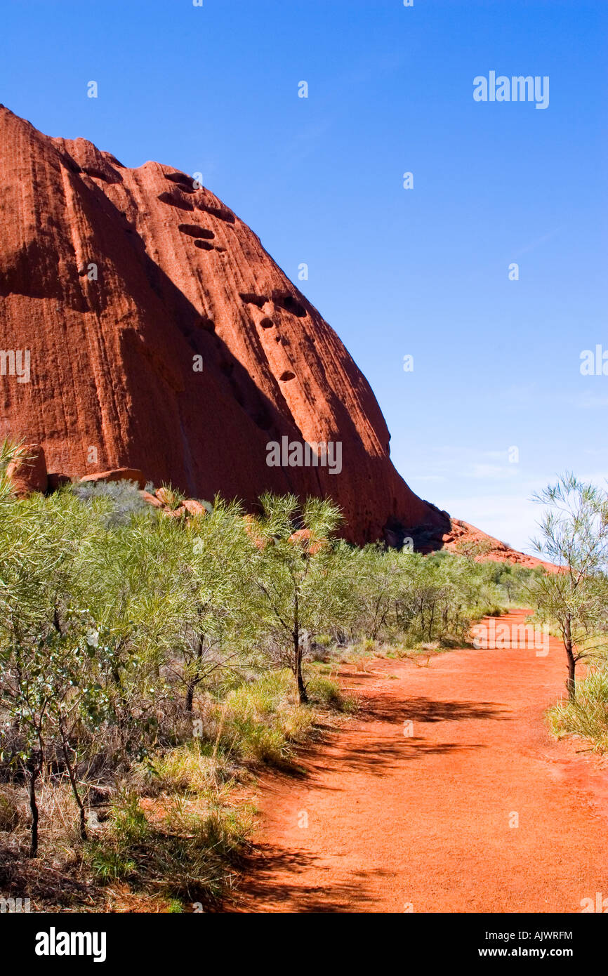 Path circling Uluru, Central Australia Stock Photo