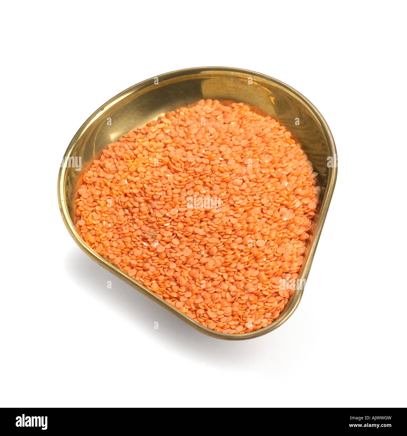 Dried Red Lentils in brass pan Stock Photo Alamy