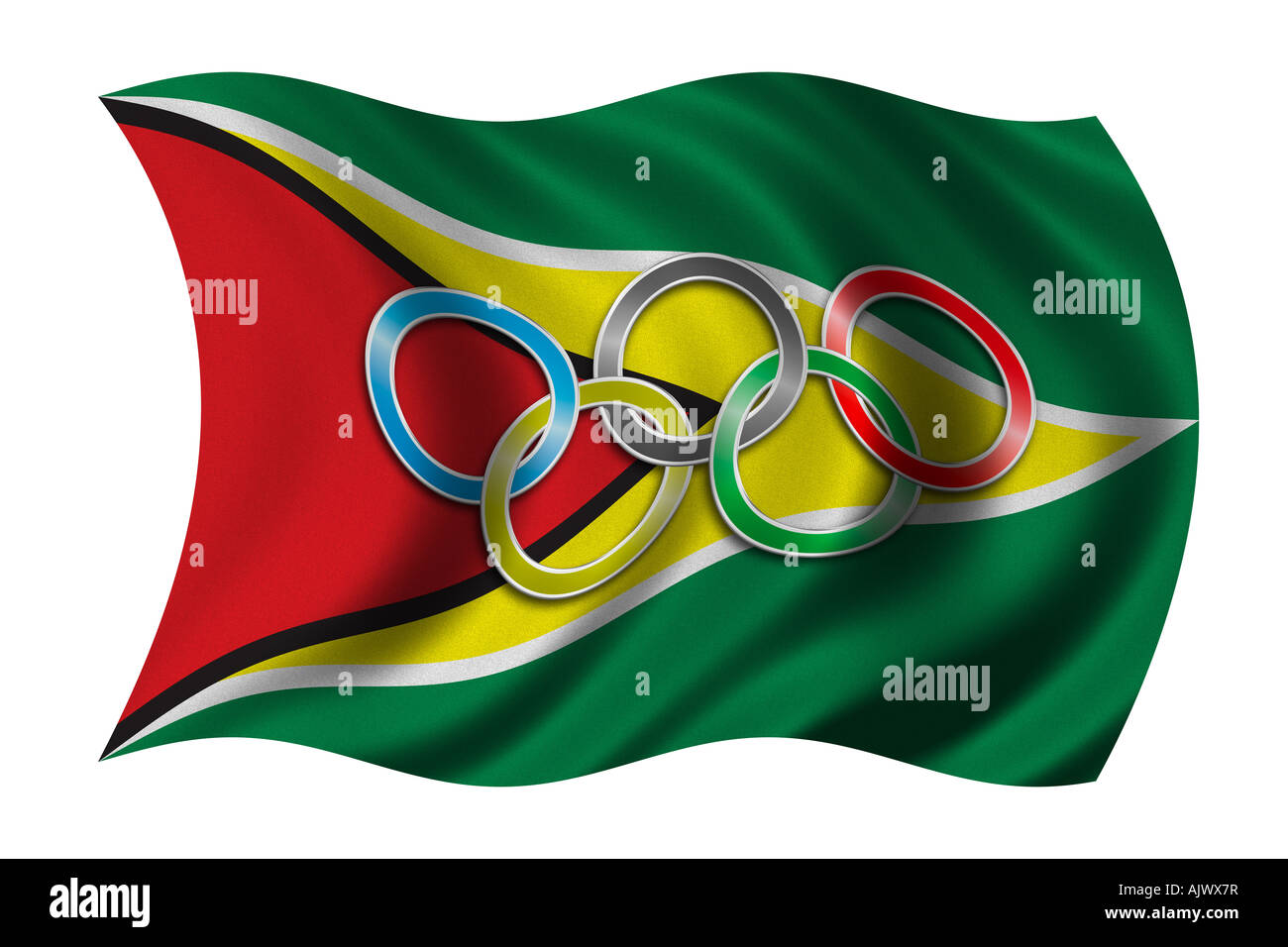 Flag of Guyana with olympic symbol Stock Photo Alamy