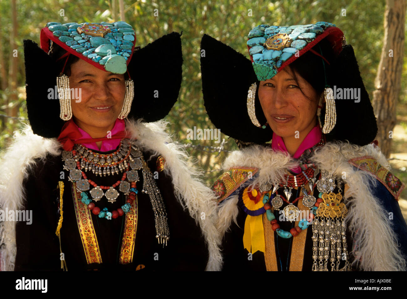 India Ladakh Leh women traditional dress people Stock Photo - Alamy