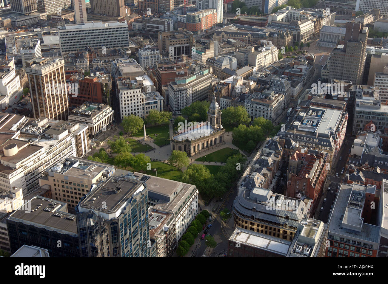 Aerial view Birmingham and its Cathedral Stock Photo