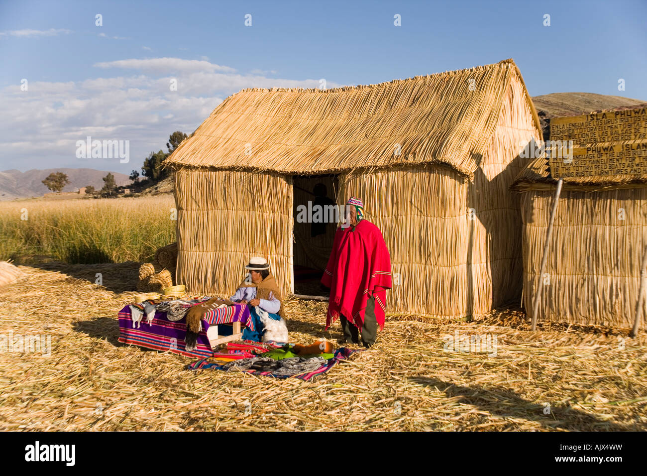 Uros Iruitos Indian settlement on Phuwa island a floating reed island