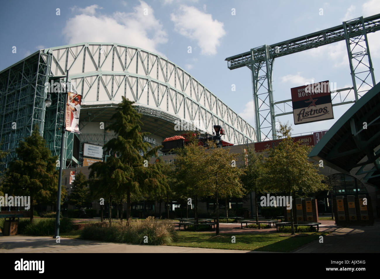 Exterior view of Minute Maid Park Houston baseball stadium for