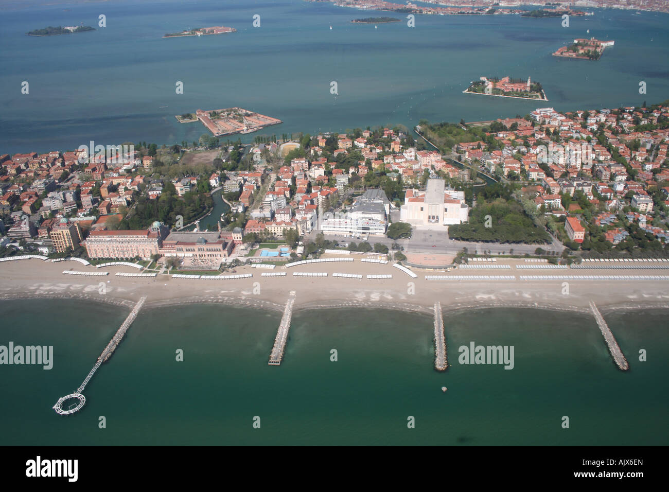 aerial view of the Venice Lido, Italy Stock Photo