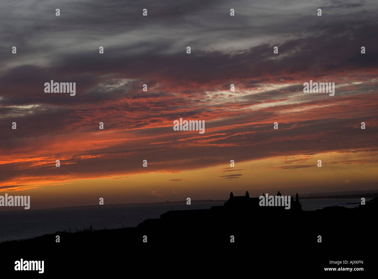 Sunrise on the Northumberland Coast Stock Photo