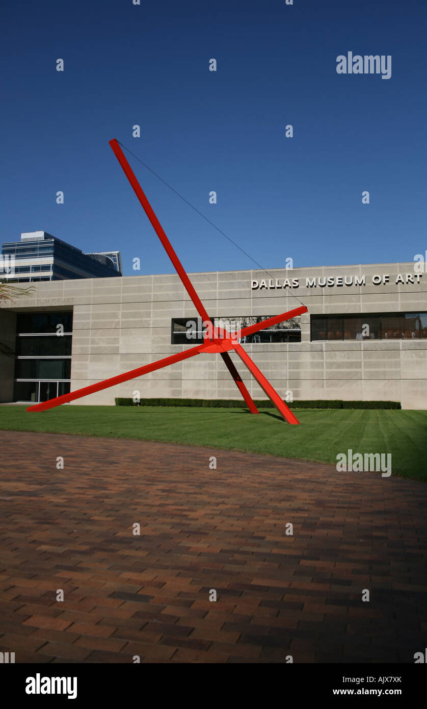 giant red metal sculpture outside Dallas Museum of Art Texas October