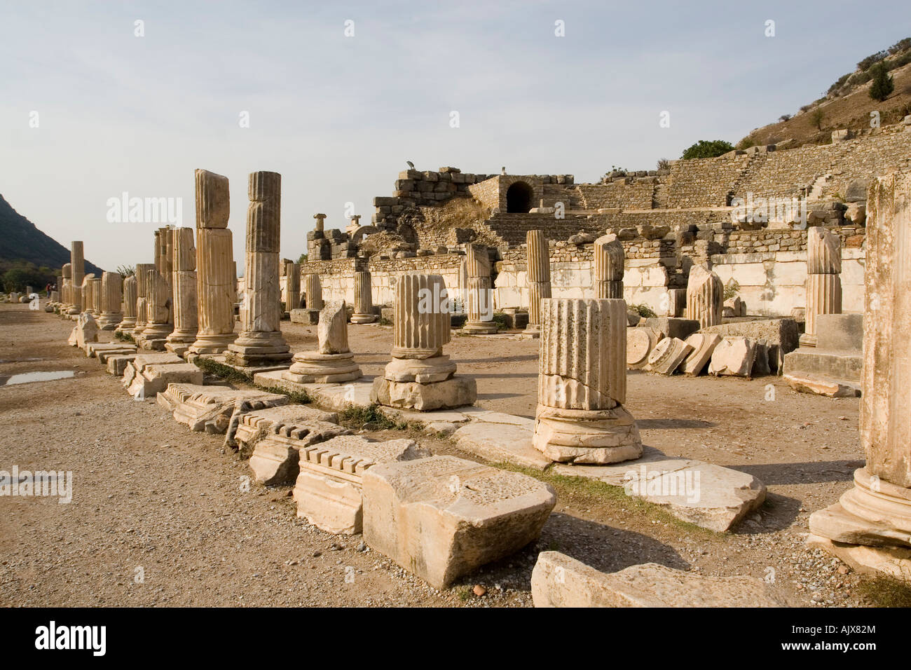 Ephesus - the Ionian city in ancient Anatolia, now Turkey. The ruins are a favourite international and local tourist attraction. Stock Photo