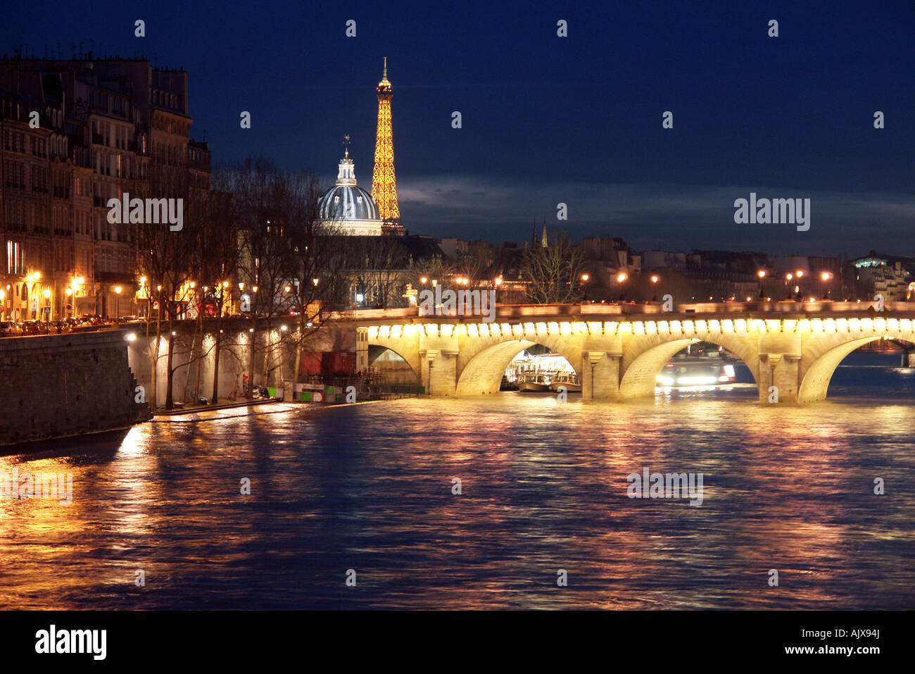 Paris, Eiffel Tower, River, Sena Stock Photo