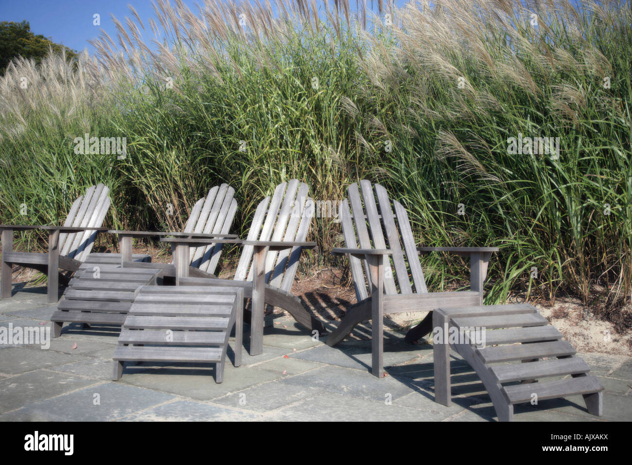 Adirondack chairs in the sand Stock Photo Alamy