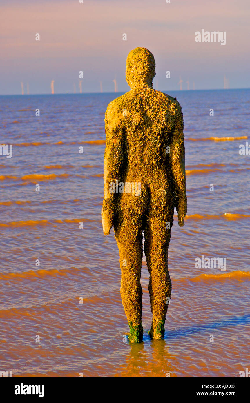 Anthony Gormley figures on Crosby Beach Liverpool Stock Photo Alamy