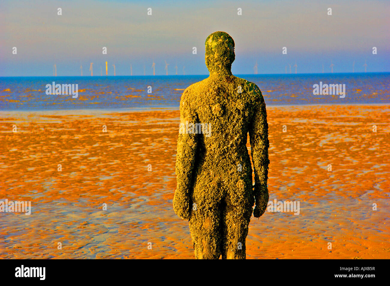 Anthony Gormley figures on Crosby Beach Liverpool Stock Photo Alamy