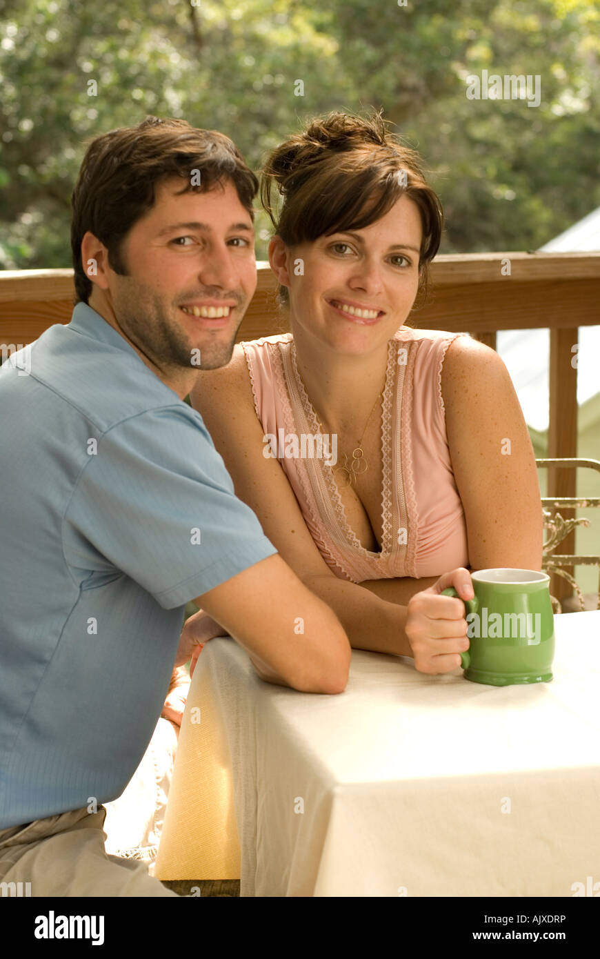 couple on porch Stock Photo Alamy