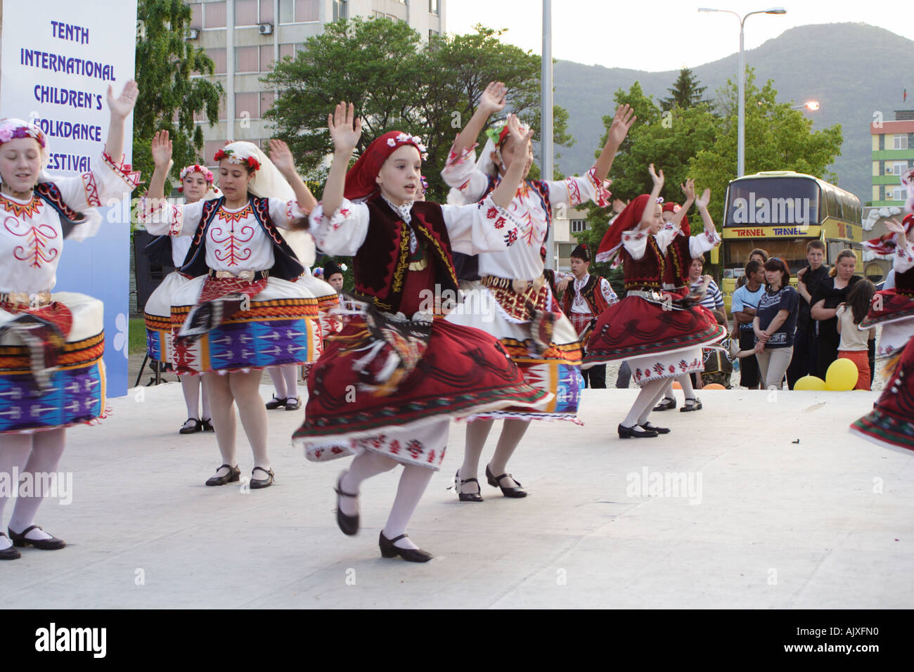 Bulgarian folkdancers Stock Photo