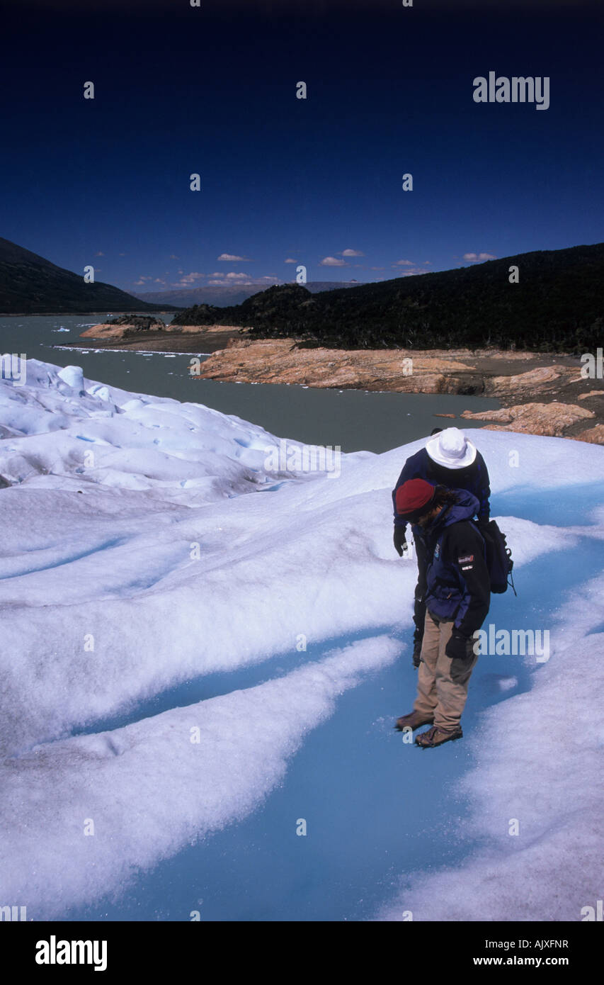 Ice trekking on Perito Moreno Glacier, Los Glaciares National Park, Patagonia, Argentina Stock Photo