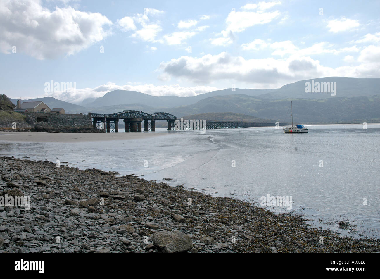 Barmouth Bridge Mawddach Snowdonia West Wales Stock Photo Alamy