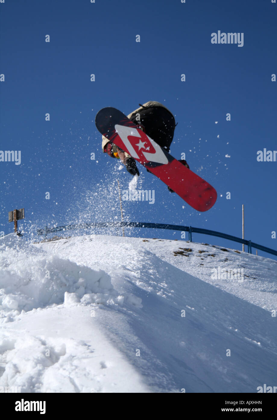 Snowboarding in the Austrian Alps Stock Photo Alamy